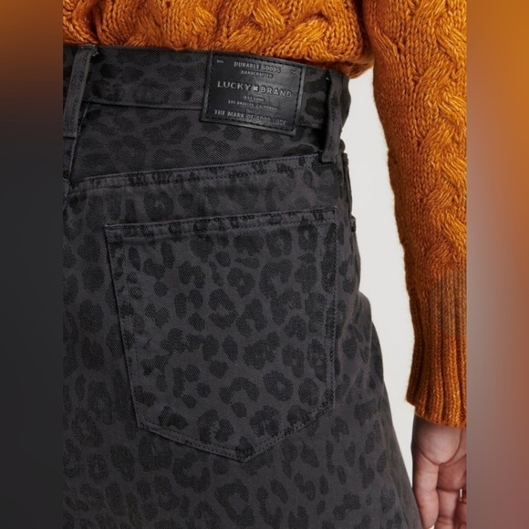 Lucky Brand Old Favorite Mini Skirt In Charcoal Leopard Print Size 10/30 - Picture 5 of 13
